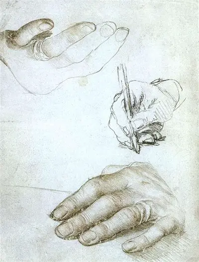 Studies of the Hands of Erasmus of Rotterdam Hans Holbein